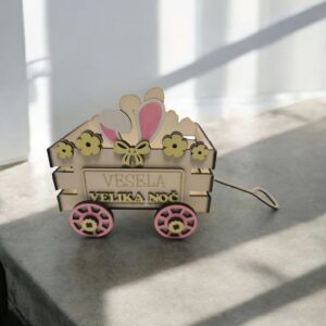 Leseni velikonočni voziček – dekorativna košarica za darila